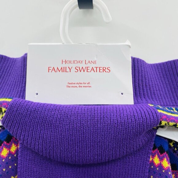 Holiday Lane Size XL Bright Stripe Fair Isle Pet Dog Knit Sweater in Purple 739 - Picture 5 of 8